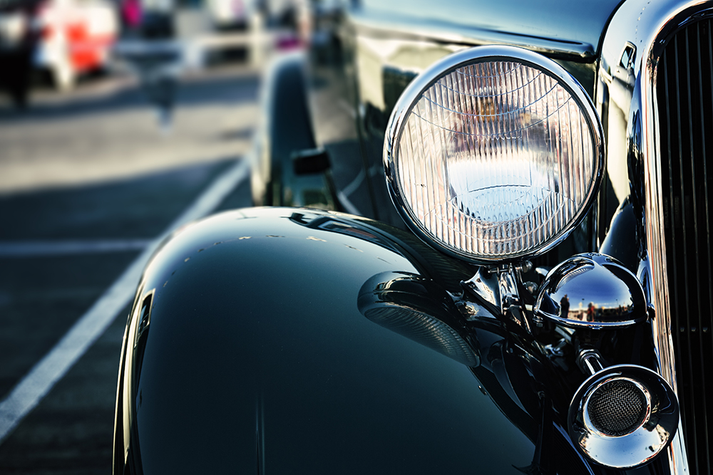 headlight of a vintage car